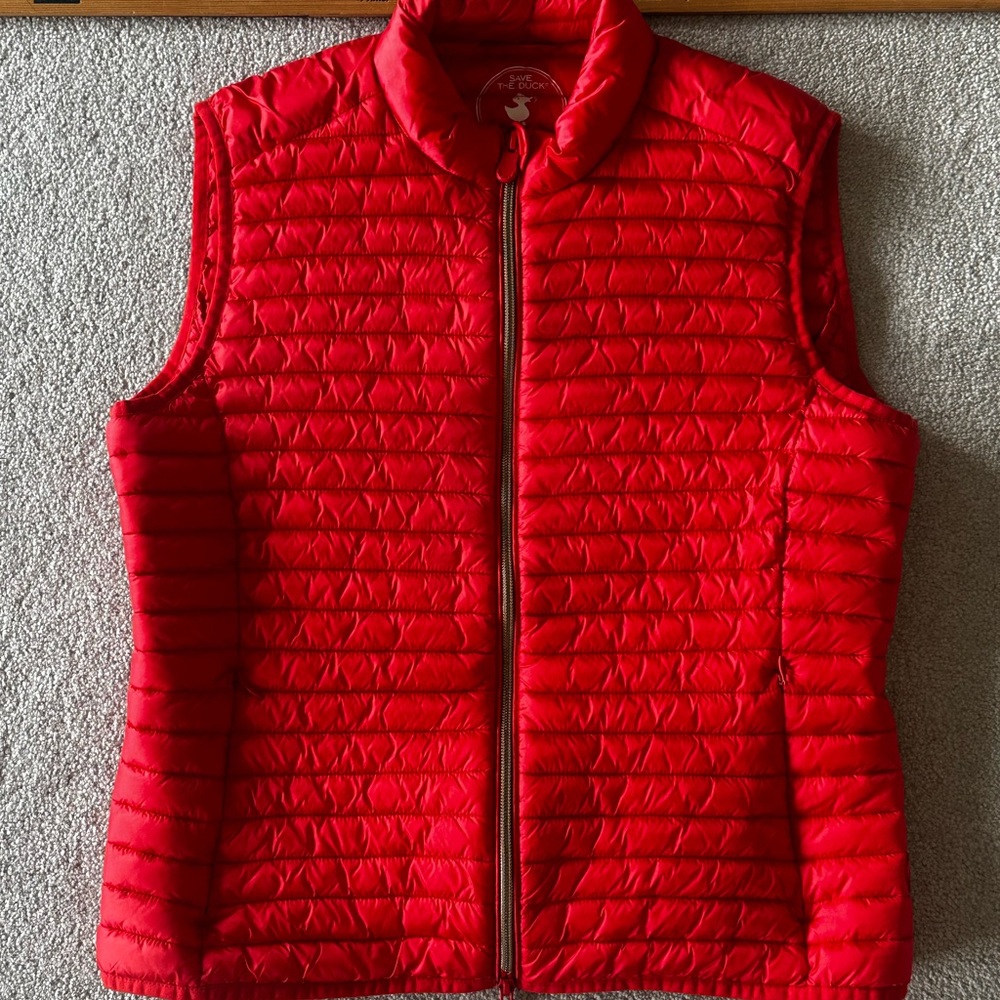 Save the Duck Women’s Red Ultra Light Quilted Puffer Vest Size L